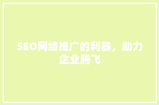 SEO网络推广的利器，助力企业腾飞