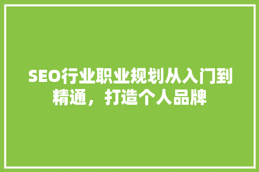 SEO行业职业规划从入门到精通，打造个人品牌