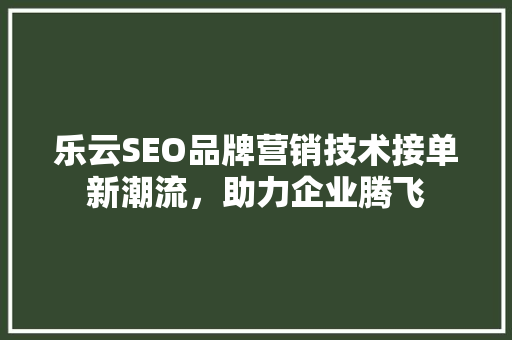 乐云SEO品牌营销技术接单新潮流，助力企业腾飞