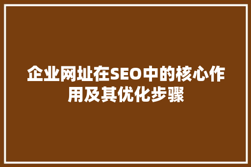 企业网址在SEO中的核心作用及其优化步骤