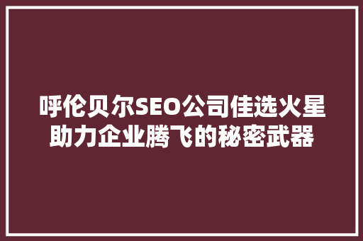 呼伦贝尔SEO公司佳选火星助力企业腾飞的秘密武器