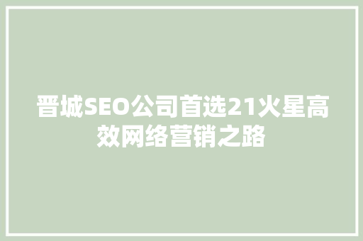 晋城SEO公司首选21火星高效网络营销之路