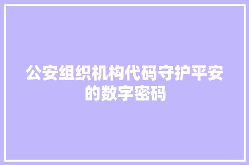 公安组织机构代码守护平安的数字密码