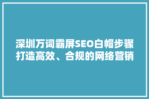 深圳万词霸屏SEO白帽步骤打造高效、合规的网络营销之路
