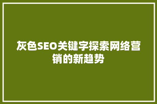 灰色SEO关键字探索网络营销的新趋势