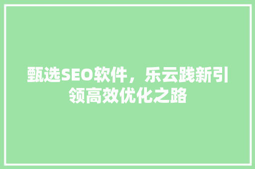 甄选SEO软件，乐云践新引领高效优化之路