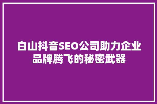 白山抖音SEO公司助力企业品牌腾飞的秘密武器