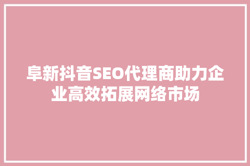 阜新抖音SEO代理商助力企业高效拓展网络市场