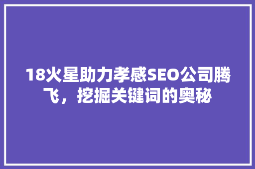 18火星助力孝感SEO公司腾飞，挖掘关键词的奥秘