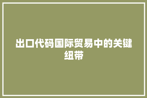 出口代码国际贸易中的关键纽带