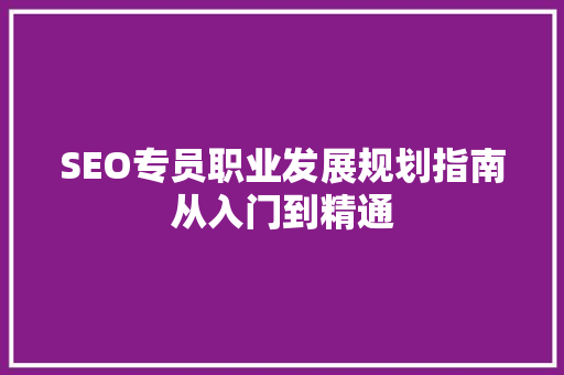 SEO专员职业发展规划指南从入门到精通