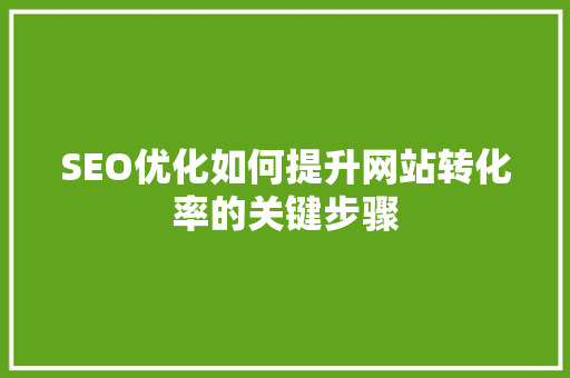 SEO优化如何提升网站转化率的关键步骤