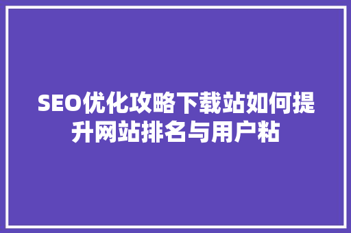 SEO优化攻略下载站如何提升网站排名与用户粘  第1张