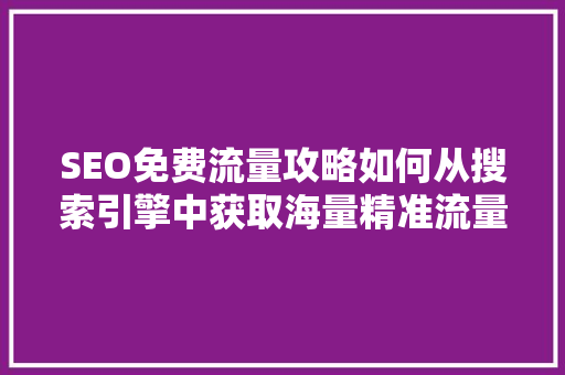 SEO免费流量攻略如何从搜索引擎中获取海量精准流量