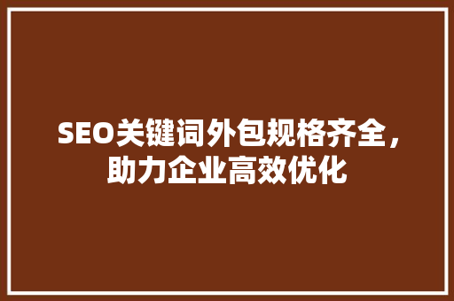 SEO关键词外包规格齐全，助力企业高效优化