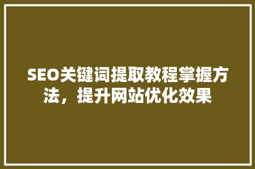 SEO关键词提取教程掌握方法，提升网站优化效果