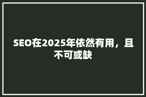 SEO在2025年依然有用，且不可或缺
