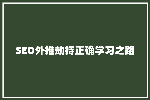 SEO外推劫持正确学习之路