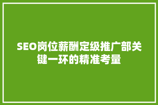SEO岗位薪酬定级推广部关键一环的精准考量