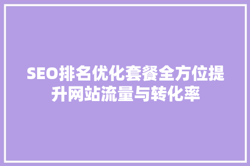 SEO排名优化套餐全方位提升网站流量与转化率