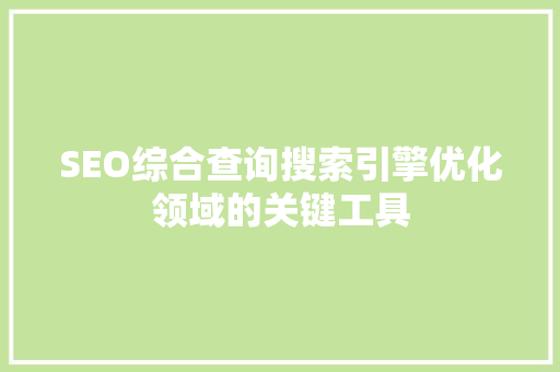 SEO综合查询搜索引擎优化领域的关键工具