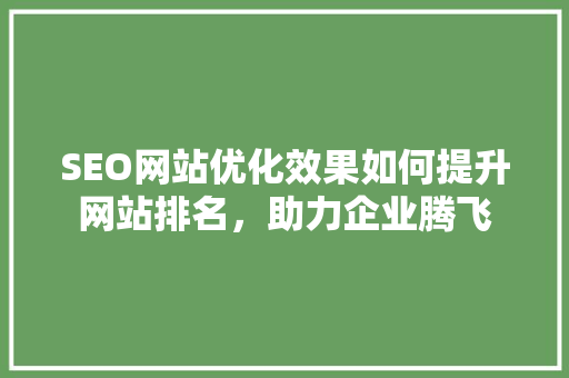 SEO网站优化效果如何提升网站排名，助力企业腾飞