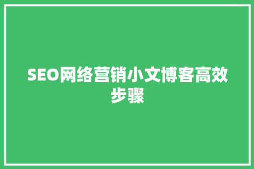 SEO网络营销小文博客高效步骤