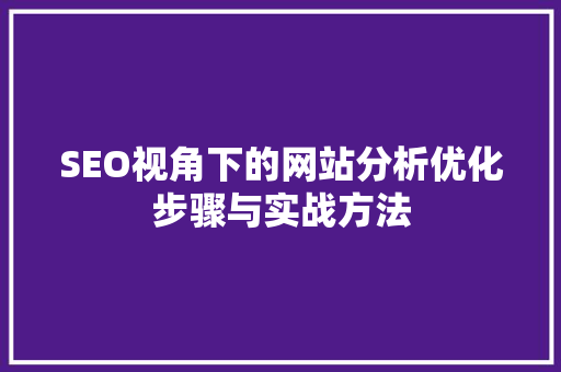 SEO视角下的网站分析优化步骤与实战方法