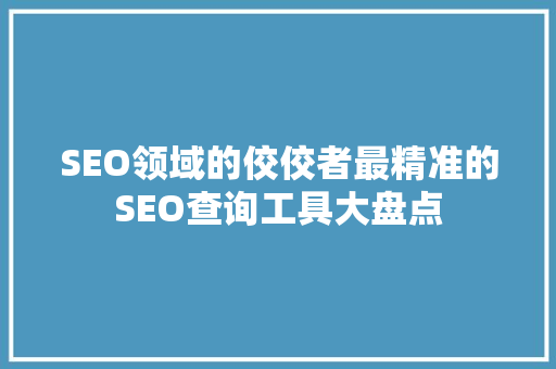 SEO领域的佼佼者最精准的SEO查询工具大盘点