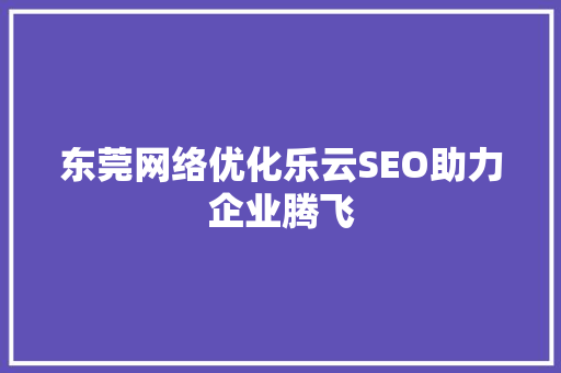 东莞网络优化乐云SEO助力企业腾飞