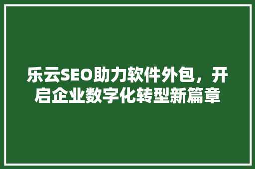 乐云SEO助力软件外包，开启企业数字化转型新篇章