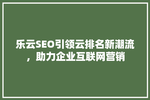 乐云SEO引领云排名新潮流，助力企业互联网营销