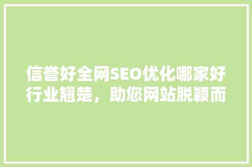 信誉好全网SEO优化哪家好行业翘楚，助您网站脱颖而出