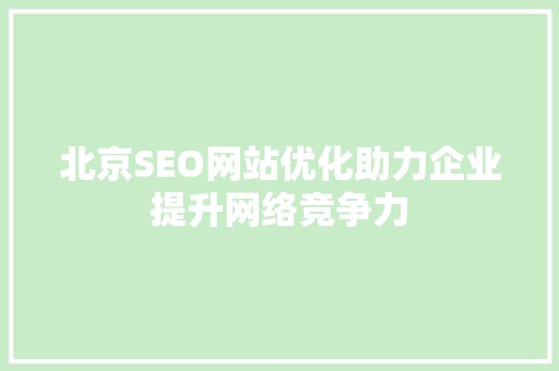 北京SEO网站优化助力企业提升网络竞争力