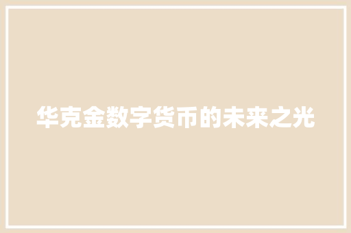 华克金数字货币的未来之光