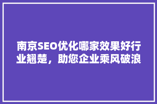 南京SEO优化哪家效果好行业翘楚，助您企业乘风破浪
