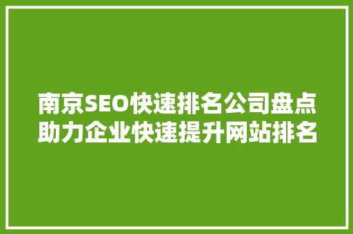 南京SEO快速排名公司盘点助力企业快速提升网站排名，抢占市场先机