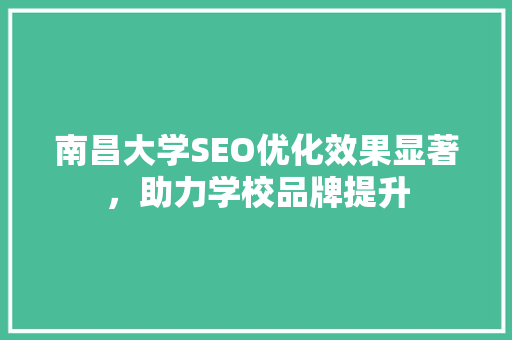 南昌大学SEO优化效果显著，助力学校品牌提升