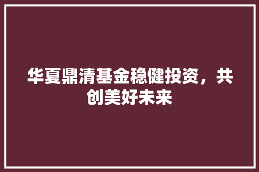 华夏鼎清基金稳健投资，共创美好未来