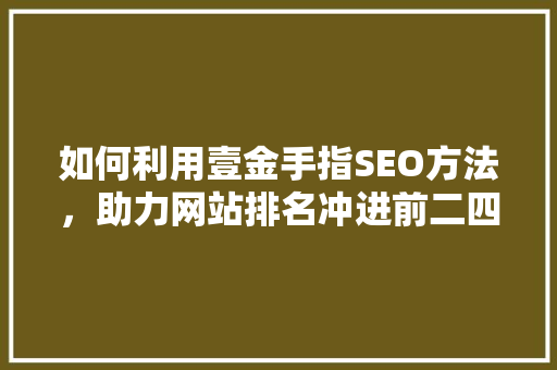 如何利用壹金手指SEO方法，助力网站排名冲进前二四