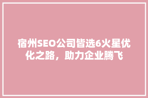 宿州SEO公司皆选6火星优化之路，助力企业腾飞
