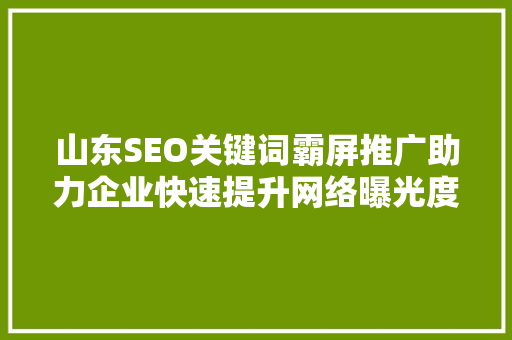 山东SEO关键词霸屏推广助力企业快速提升网络曝光度