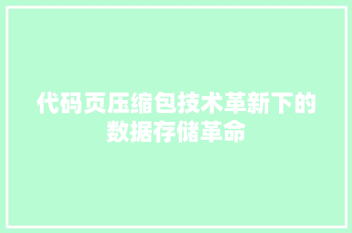 代码页压缩包技术革新下的数据存储革命