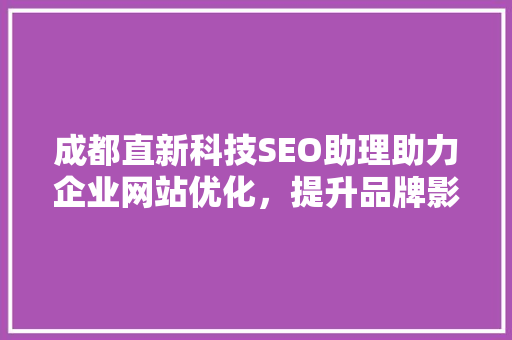 成都直新科技SEO助理助力企业网站优化，提升品牌影响力