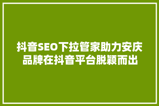 抖音SEO下拉管家助力安庆品牌在抖音平台脱颖而出