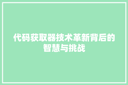 代码获取器技术革新背后的智慧与挑战