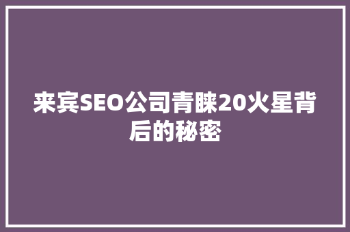 来宾SEO公司青睐20火星背后的秘密