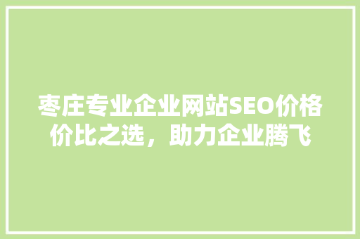 枣庄专业企业网站SEO价格价比之选，助力企业腾飞