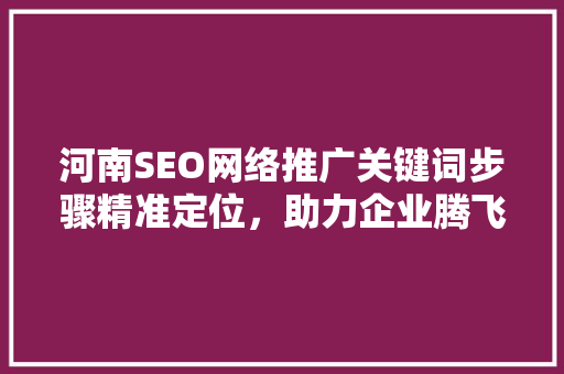 河南SEO网络推广关键词步骤精准定位，助力企业腾飞