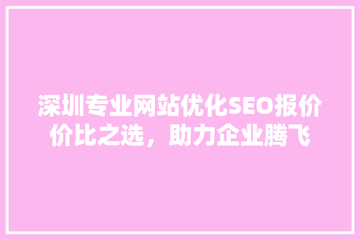 深圳专业网站优化SEO报价价比之选，助力企业腾飞